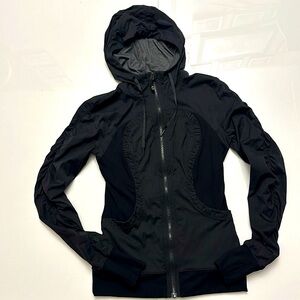 Lululemon Women's Reversible Dance Studio Jacket Hoodie Full Zip Black Grey 6